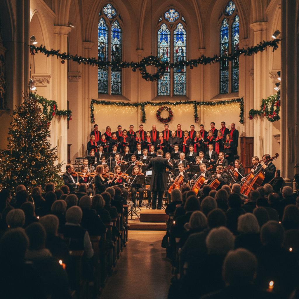 Orchestra Filarmonicii Brașov și Corul Bisericii Negre pe scenă