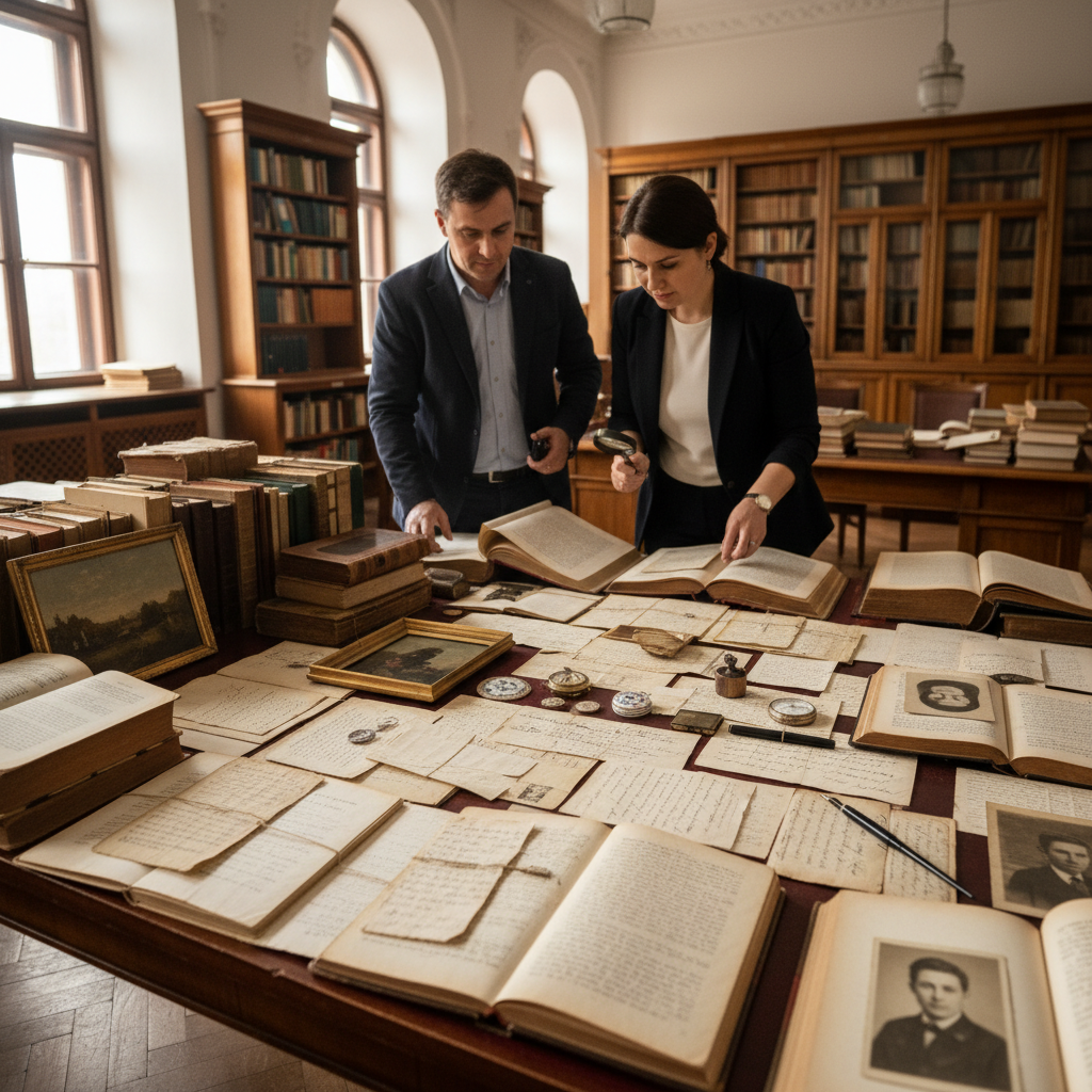 Zeci de scrisori, tablouri și obiecte personale găsite în cărțile donate Bibliotecii Județene